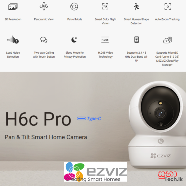 EZVIZ Smart Home WiFi Camera CS-H6C PRO 3MP